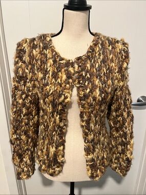 Coccole Chunky Knit Wool Blend Multicolored Cardigan Sweater Made In Italy